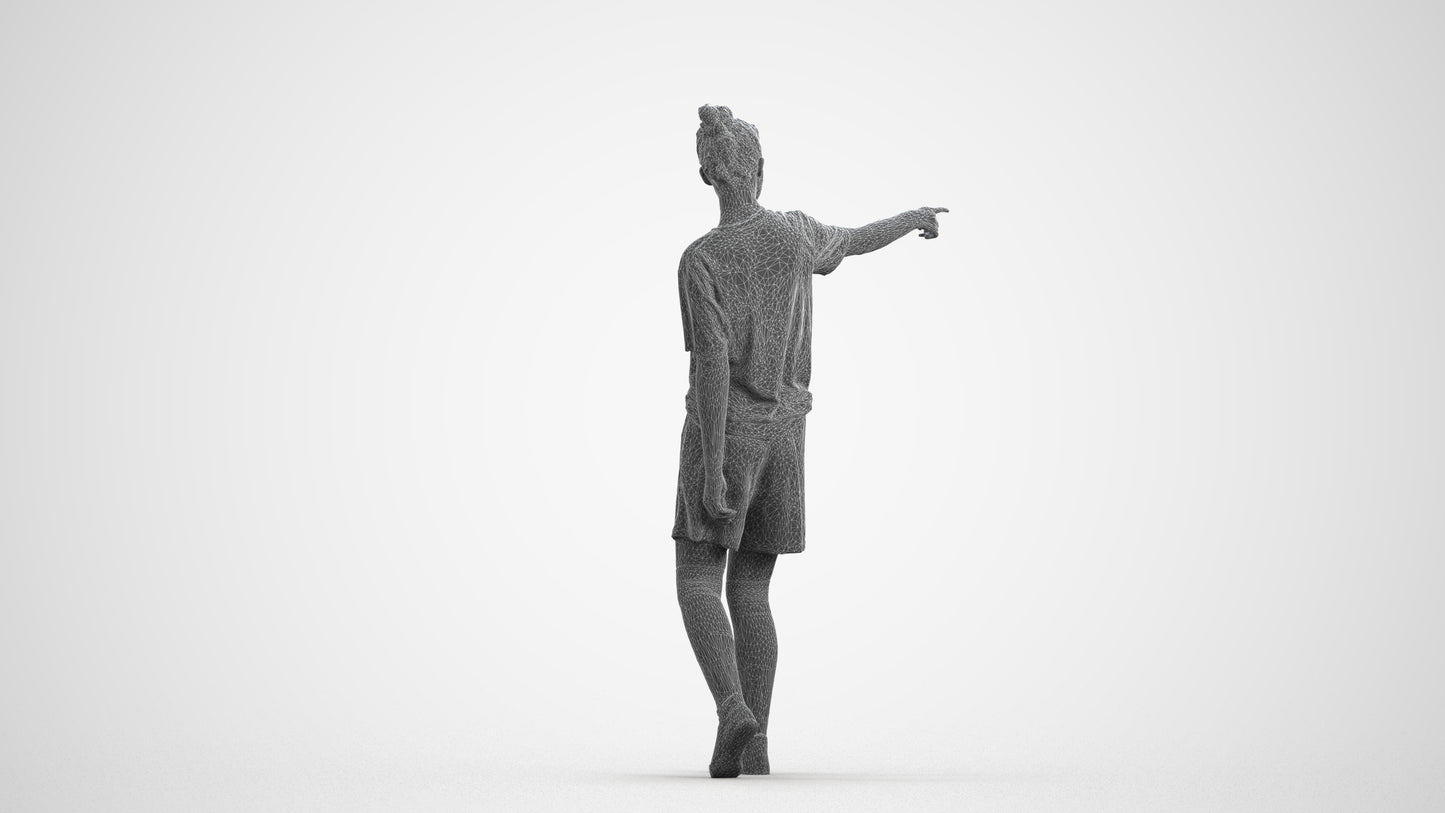 3D scanned girl sport, photorealistic archviz people for Enscape and SketchUp, wireframe front view
