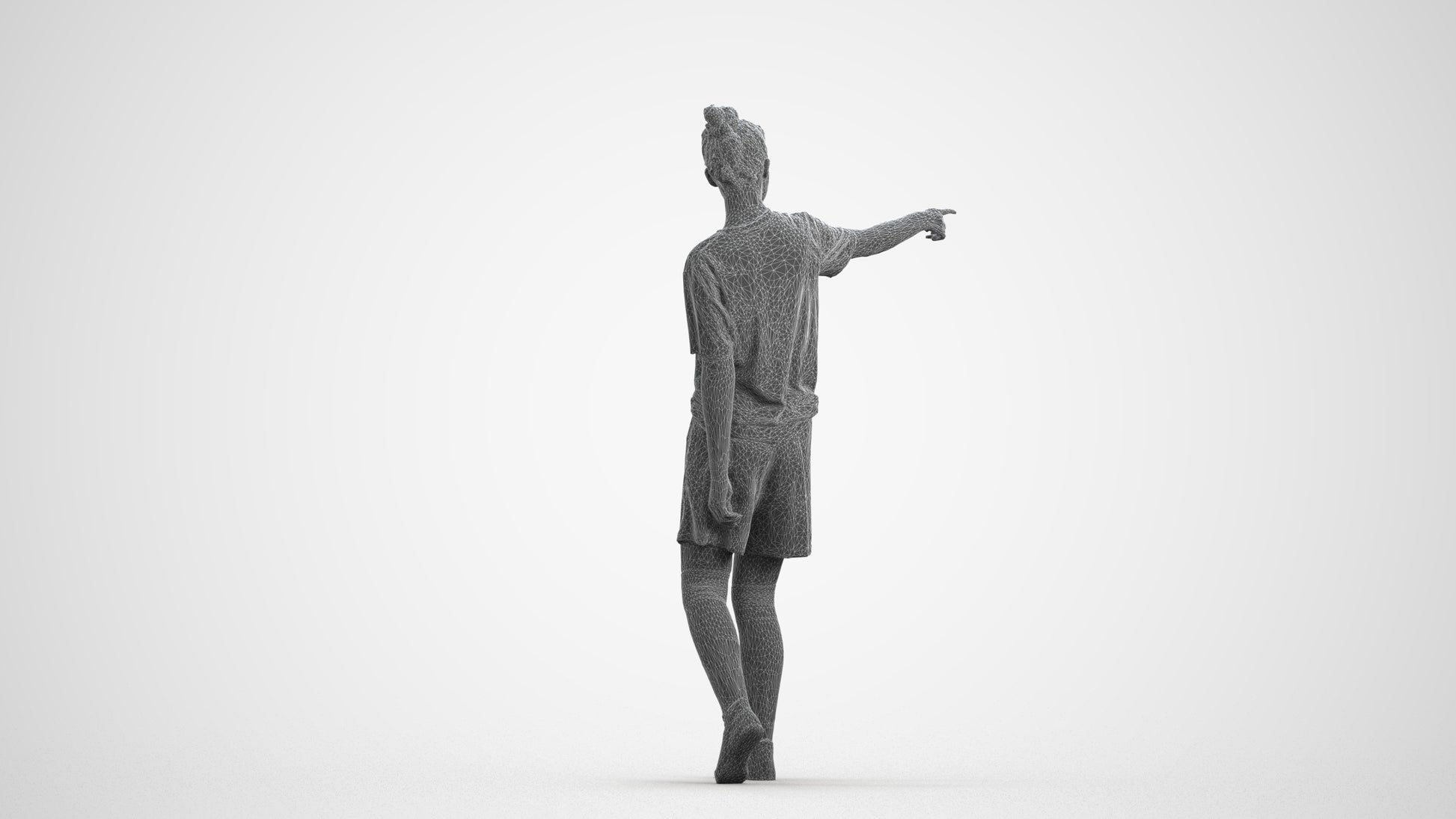 3D scanned girl sport, photorealistic archviz people for Enscape and SketchUp, wireframe front view