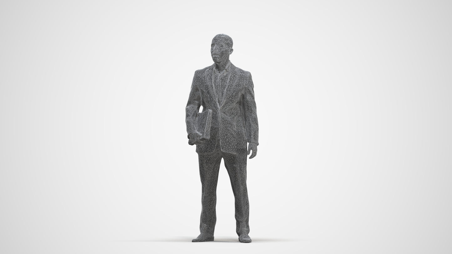 3D people model man business, scanned human for 3ds Max rendering, three-quarter front view render