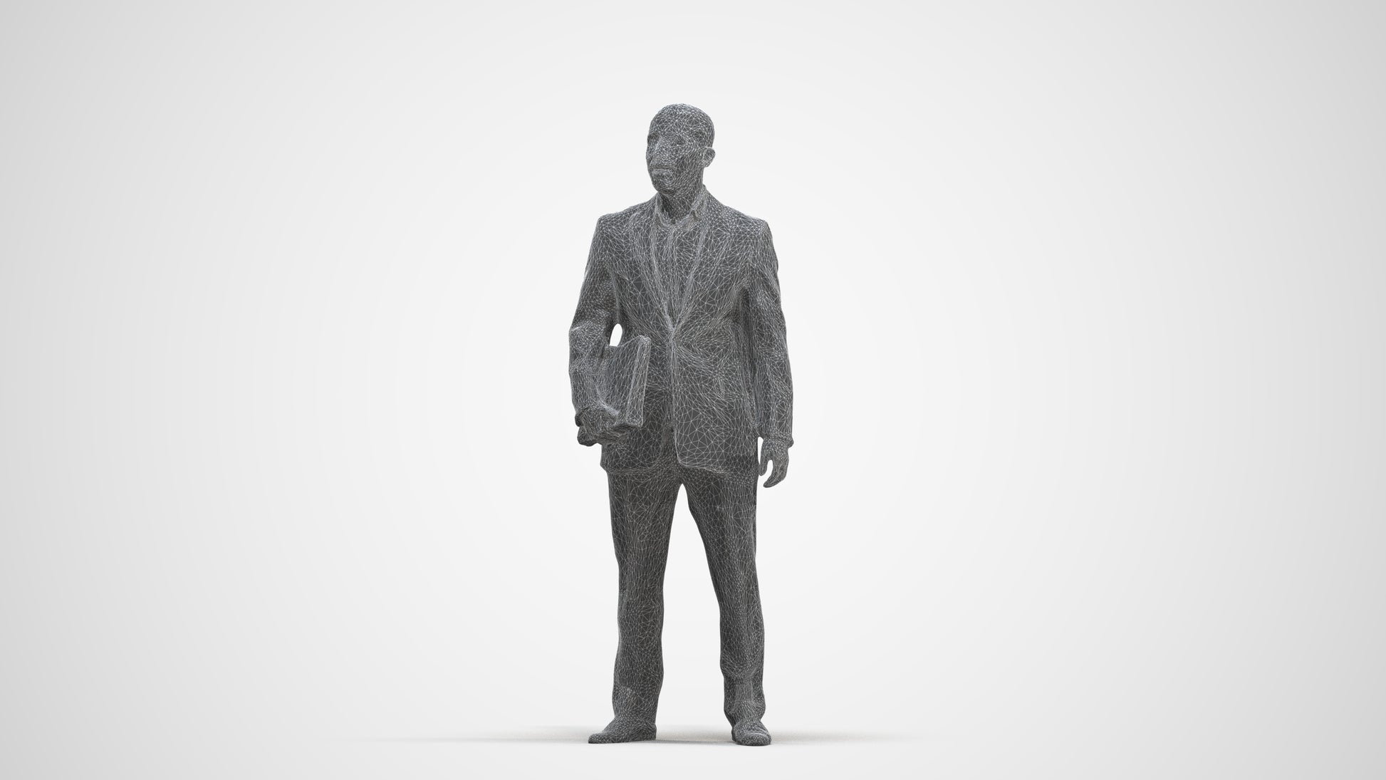 3D people model man business, scanned human for 3ds Max rendering, three-quarter front view render