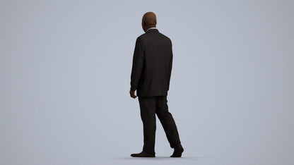 3D scanned man walking business, photorealistic archviz people for Enscape and SketchUp, front view render
