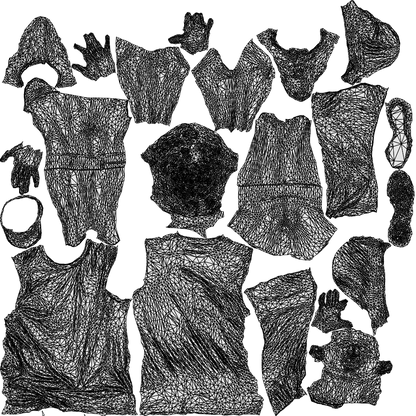 3D people model man sport, scanned human for 3ds Max rendering, wireframe top-down view