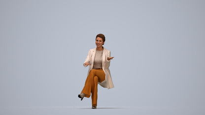 3D scanned woman sitting business, photorealistic archviz people for Enscape and SketchUp, top-down view render
