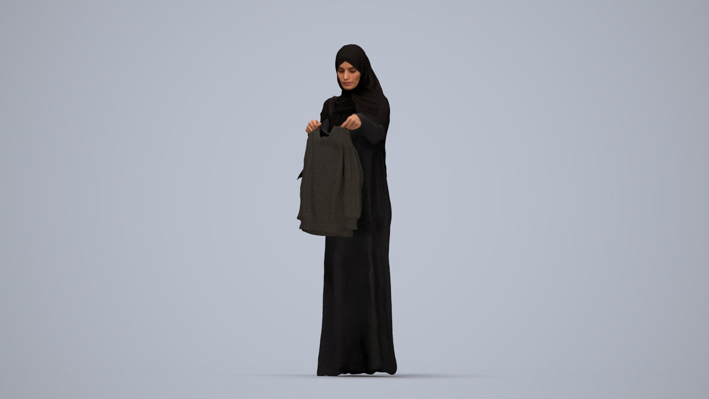 scanned 3D woman shopping, photogrammetry people for Enscape and V-Ray, top-down view render