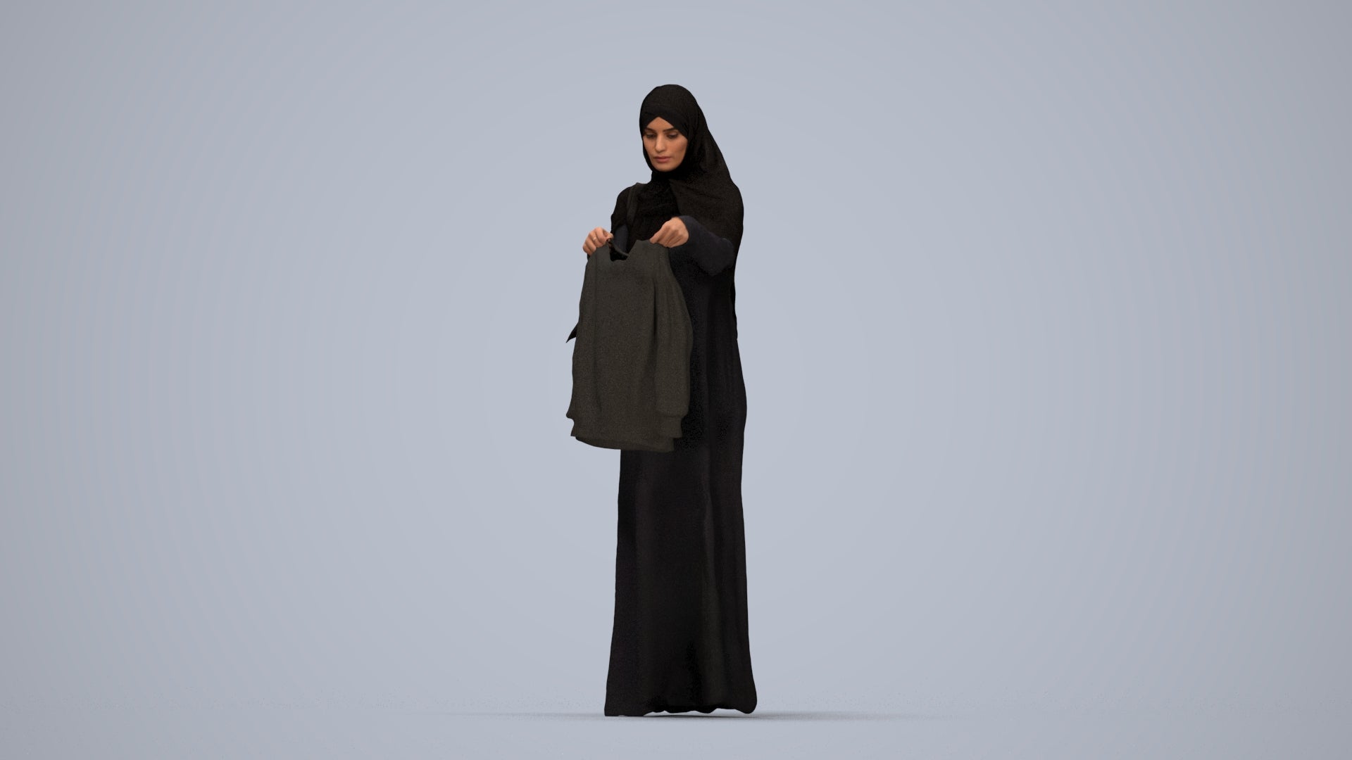 scanned 3D woman shopping, photogrammetry people for Enscape and V-Ray, top-down view render