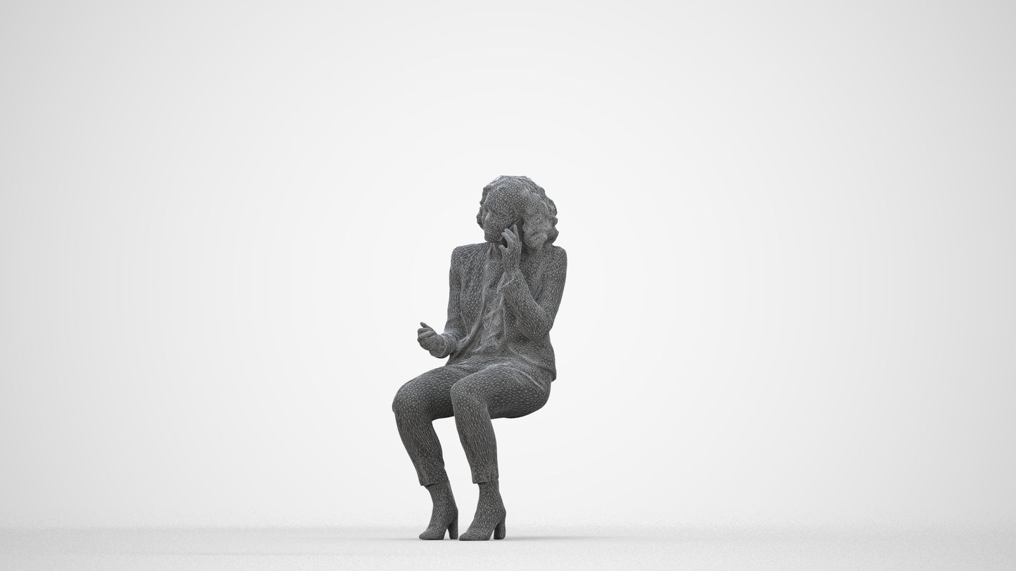 3D people model woman business, scanned human for 3ds Max rendering, wireframe back view