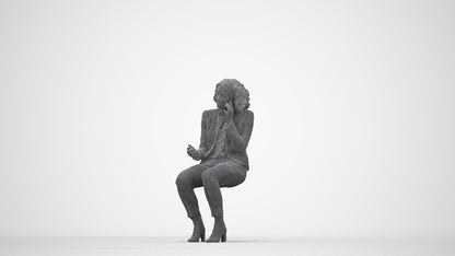 3D people model woman business, scanned human for 3ds Max rendering, wireframe back view