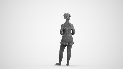 3D scanned girl kids casual, photorealistic archviz people for Enscape and SketchUp, wireframe front view