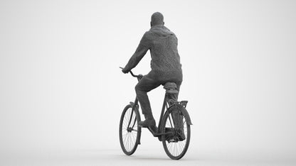 realistic 3D people man casual cycling, render-ready for V-Ray and Corona, FBX OBJ, wireframe front view