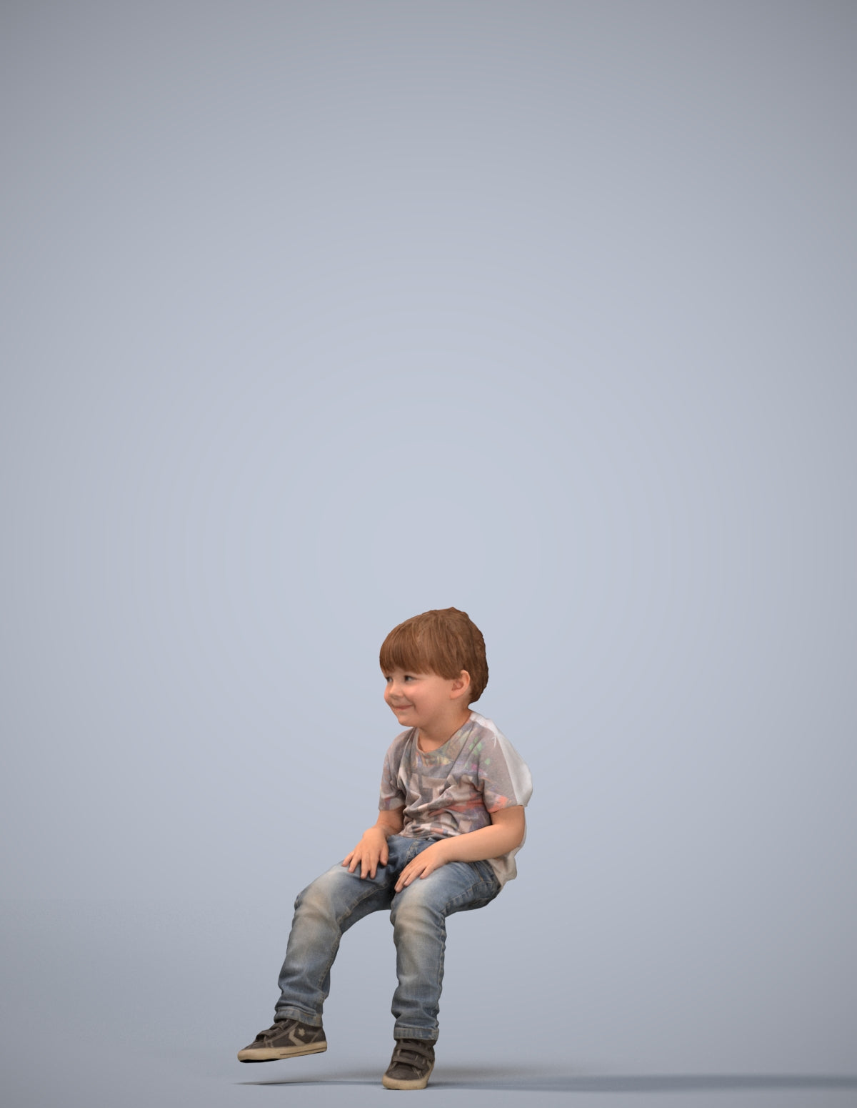 3D human model boy casual kids, photogrammetry scanned person for archviz