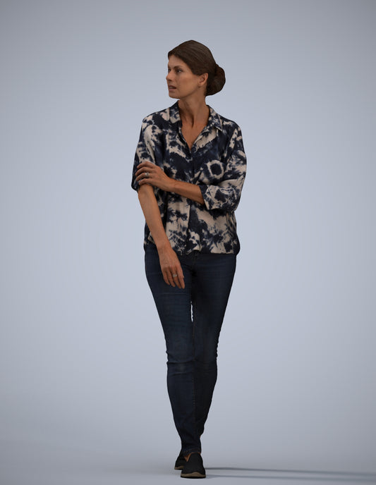 3D people model woman casual walking, scanned human for 3ds Max rendering