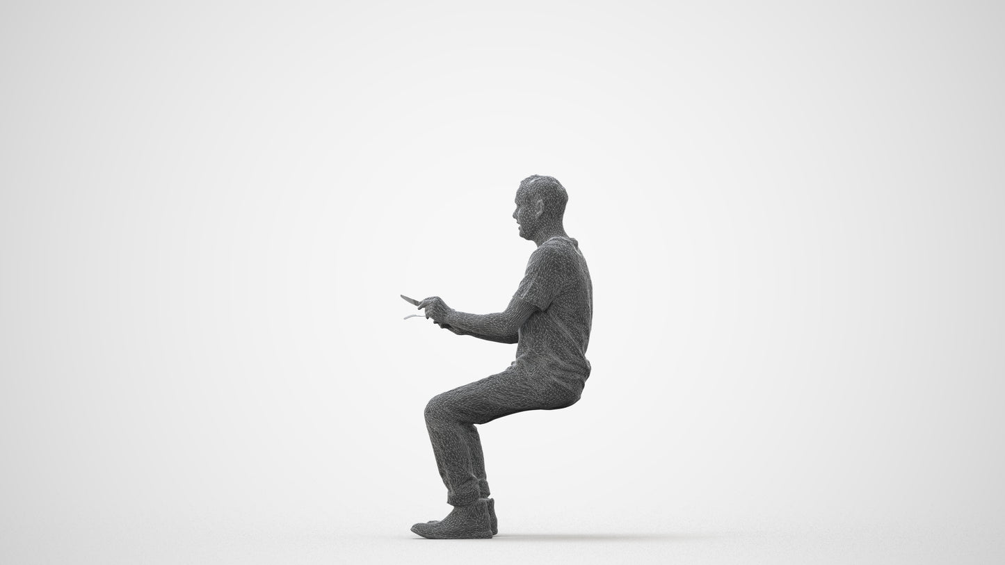 realistic 3D people man casual sitting, render-ready for V-Ray and Corona, FBX OBJ, square thumbnail