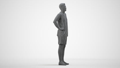realistic 3D human man sport, archviz people FBX OBJ for Blender, wireframe side view