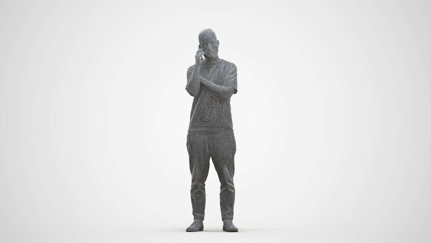 realistic 3D people man casual standing, render-ready for V-Ray and Corona, FBX OBJ, three-quarter front view render