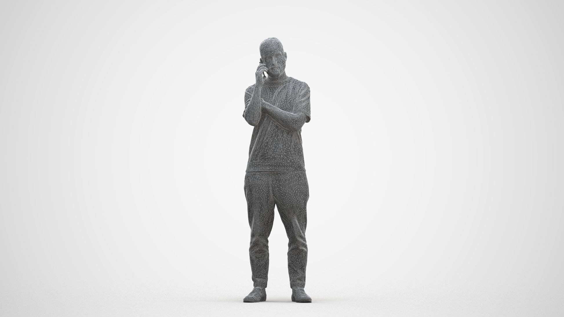 realistic 3D people man casual standing, render-ready for V-Ray and Corona, FBX OBJ, three-quarter front view render