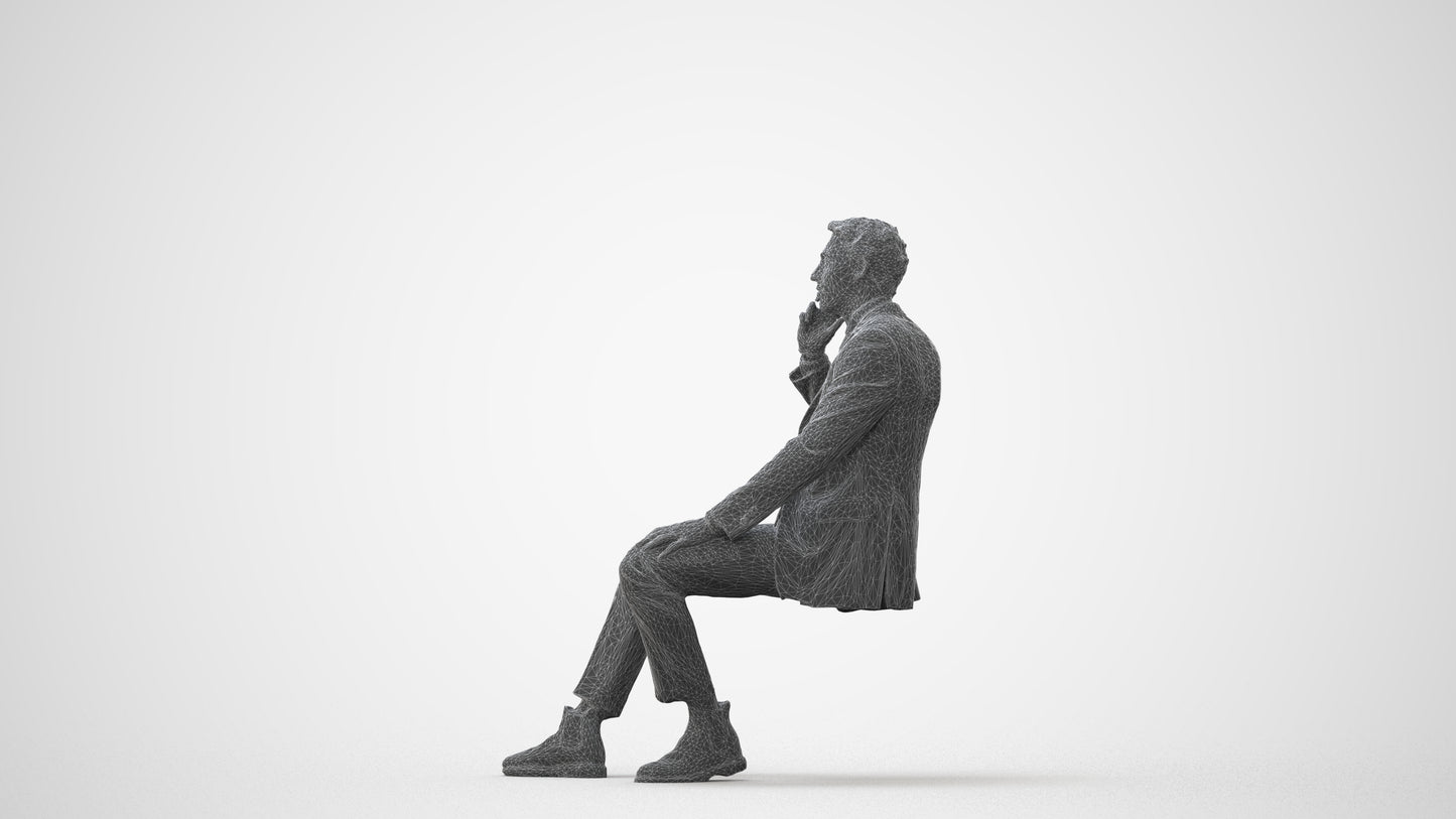 scanned 3D man business, photogrammetry people for Enscape and V-Ray, square thumbnail