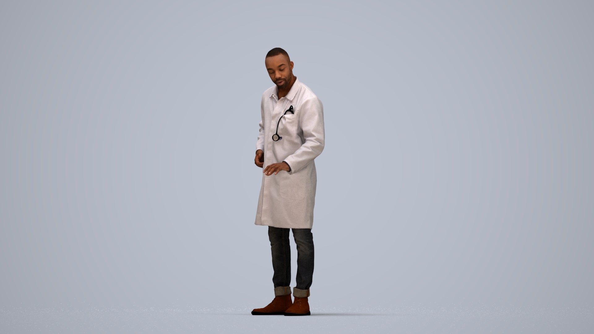 photogrammetry 3D man medical, realistic human model archviz FBX, top-down view render