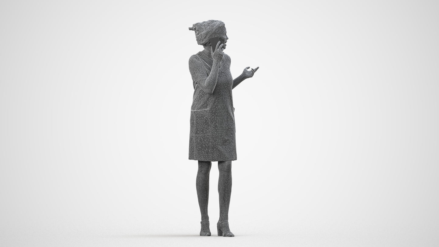 realistic 3D human woman business walking, archviz people FBX OBJ for Blender, wireframe side view