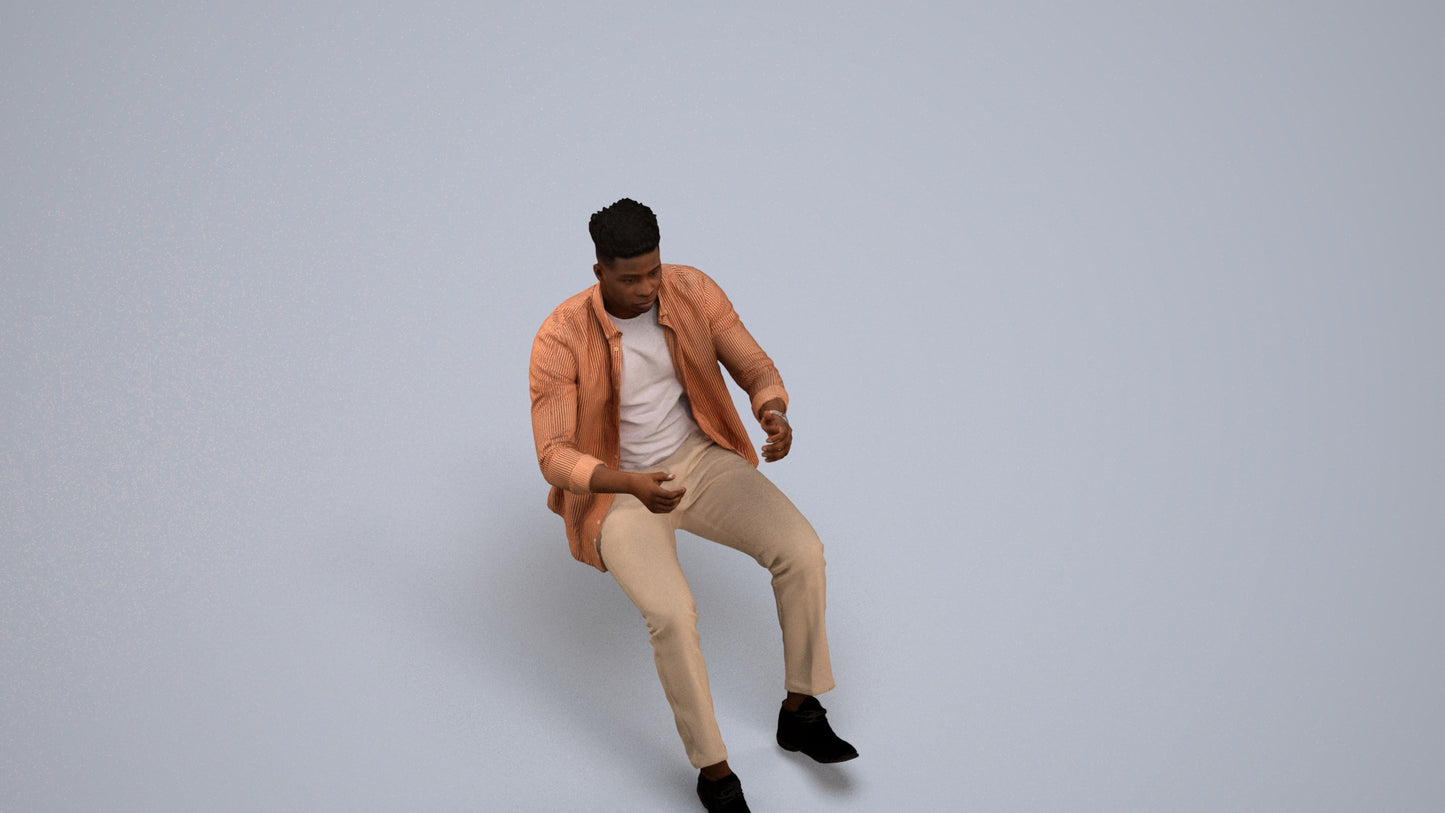scanned 3D man casual driving, photogrammetry people for Enscape and V-Ray, back view render
