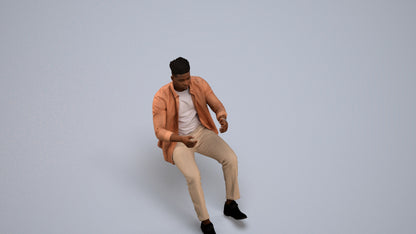 scanned 3D man casual driving, photogrammetry people for Enscape and V-Ray, back view render