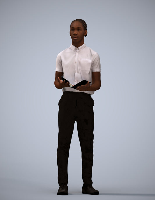 realistic 3D boy hospitality, scanned archviz people for Blender and 3ds Max