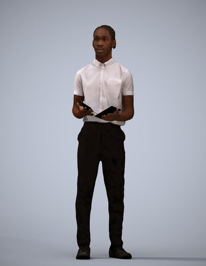 realistic 3D boy hospitality, scanned archviz people for Blender and 3ds Max