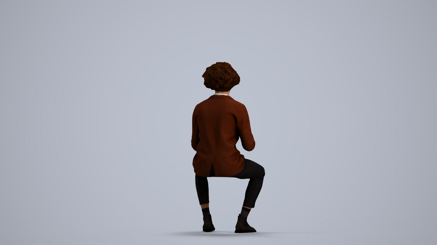 realistic 3D people man business sitting, render-ready for V-Ray and Corona, FBX OBJ, front view render