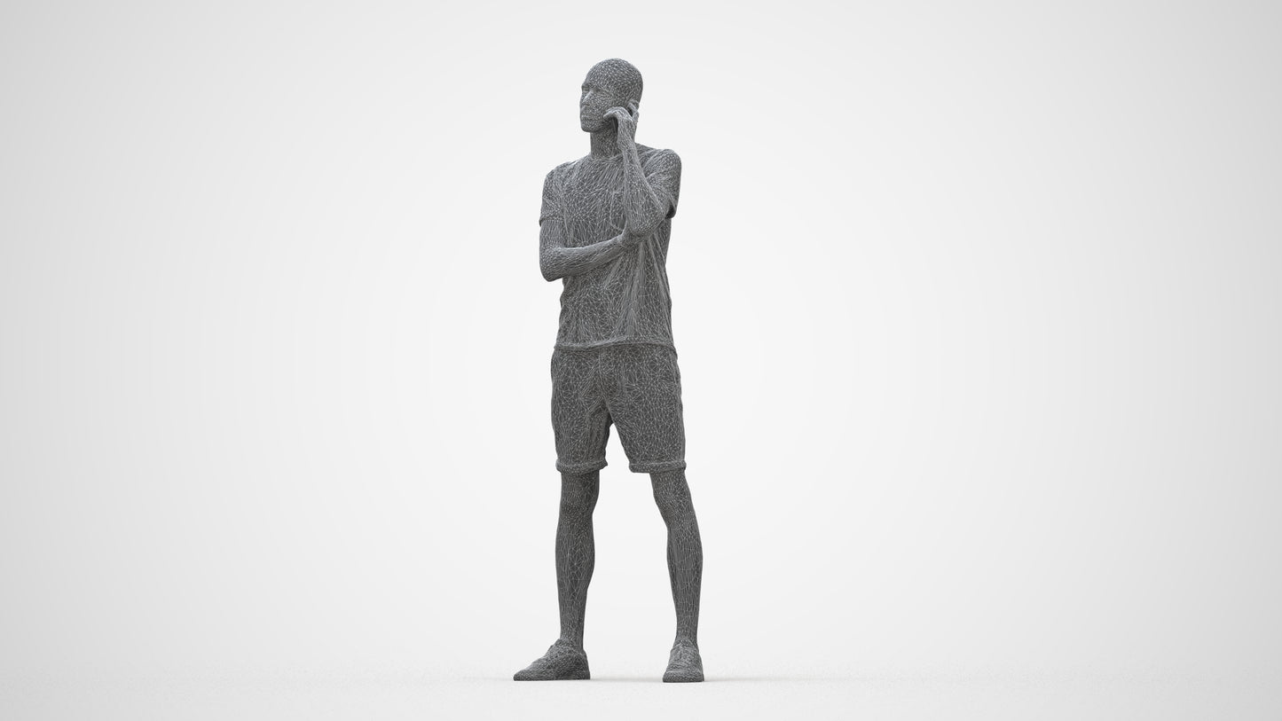 realistic 3D people man casual standing, render-ready for V-Ray and Corona, FBX OBJ, wireframe back view