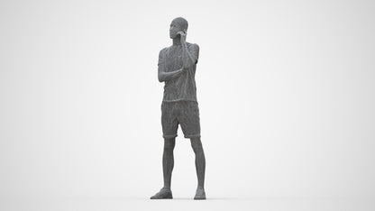 realistic 3D people man casual standing, render-ready for V-Ray and Corona, FBX OBJ, wireframe back view