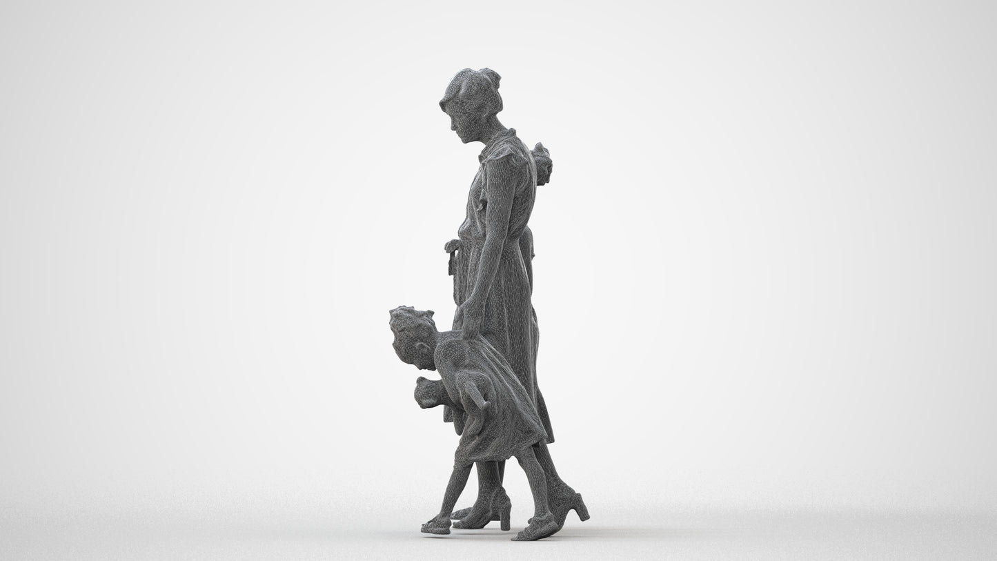 3D human model girl casual kids, photogrammetry scanned person for archviz, square thumbnail