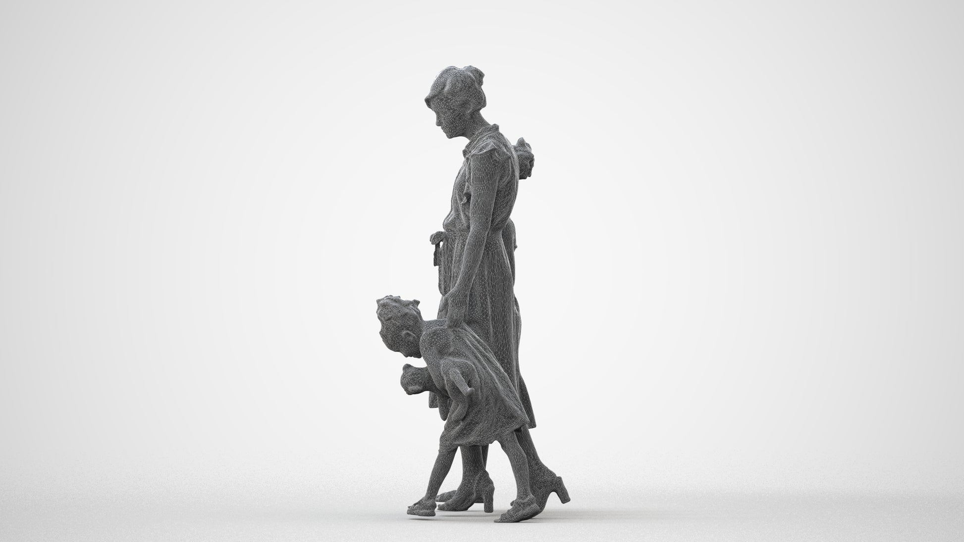 3D human model girl casual kids, photogrammetry scanned person for archviz, square thumbnail