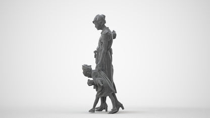 3D human model girl casual kids, photogrammetry scanned person for archviz, square thumbnail