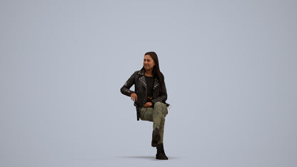 3D scanned woman sitting casual, photorealistic archviz people for Enscape and SketchUp, standing pose render