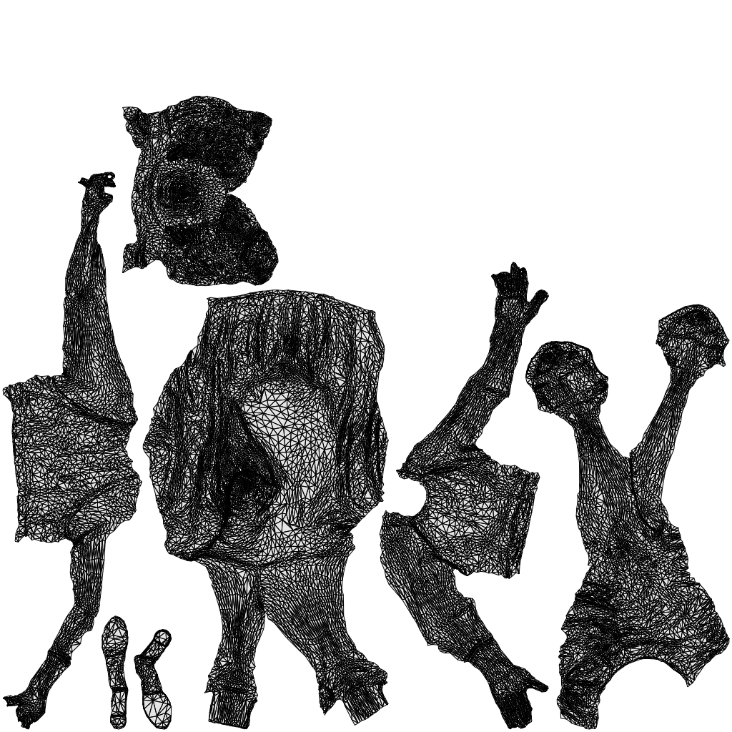 realistic 3D woman formal sitting, scanned archviz people for Blender and 3ds Max, wireframe top-down view