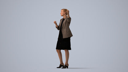 3D scanned woman business, photorealistic archviz people for Enscape and SketchUp, three-quarter view render