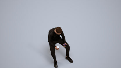 3D scanned boy kids casual, photorealistic archviz people for Enscape and SketchUp, back view render