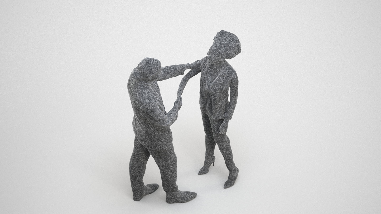 scanned 3D woman business, photogrammetry people for Enscape and V-Ray, wireframe three-quarter view