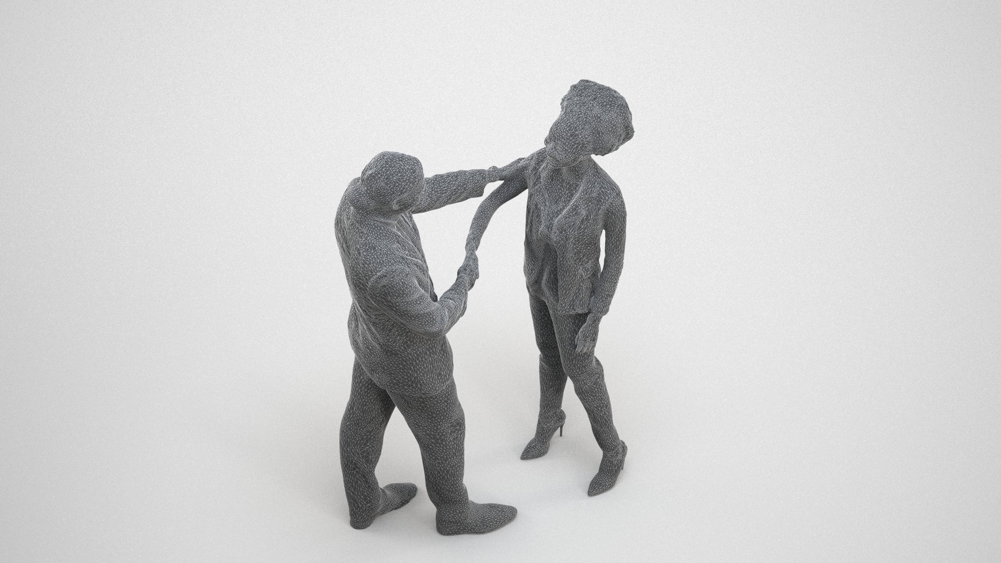 scanned 3D woman business, photogrammetry people for Enscape and V-Ray, wireframe three-quarter view