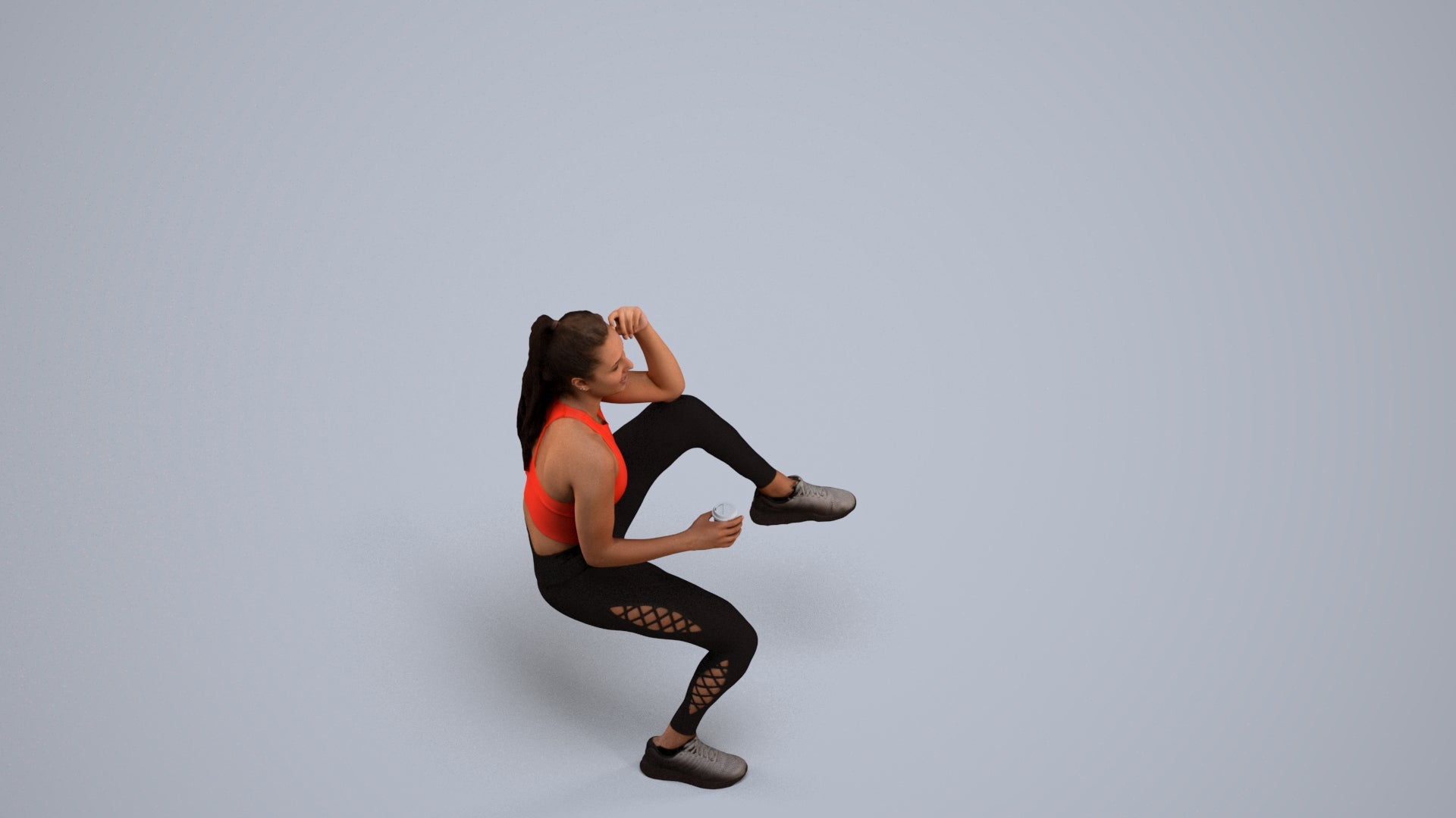 scanned 3D woman sport, photogrammetry people for Enscape and V-Ray, back view render