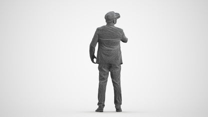 realistic 3D human man business standing, archviz people FBX OBJ for Blender, wireframe front view