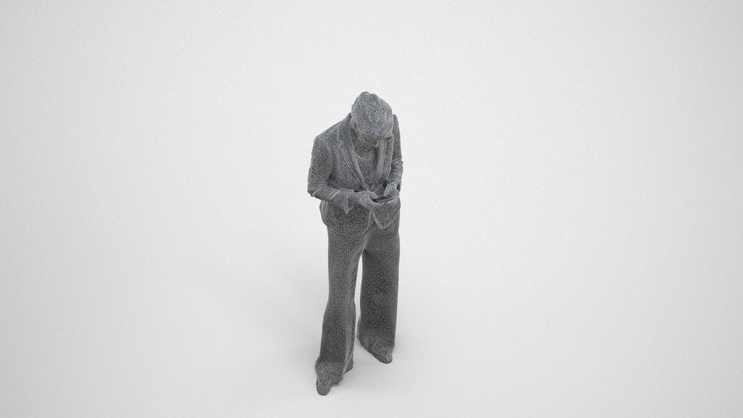 realistic 3D woman business, scanned archviz people for Blender and 3ds Max, wireframe three-quarter view