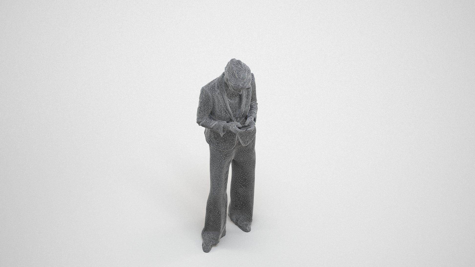 realistic 3D woman business, scanned archviz people for Blender and 3ds Max, wireframe three-quarter view