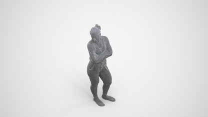 realistic 3D people woman casual standing, render-ready for V-Ray and Corona, FBX OBJ, wireframe three-quarter view