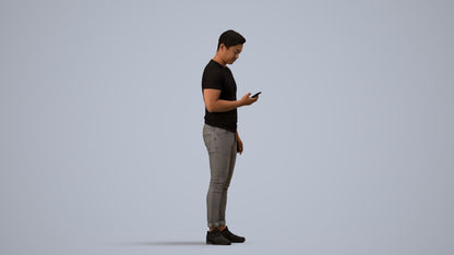 photogrammetry 3D man casual standing, realistic human model archviz FBX, side view render