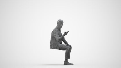 photogrammetry 3D man business, realistic human model archviz FBX, wireframe side view