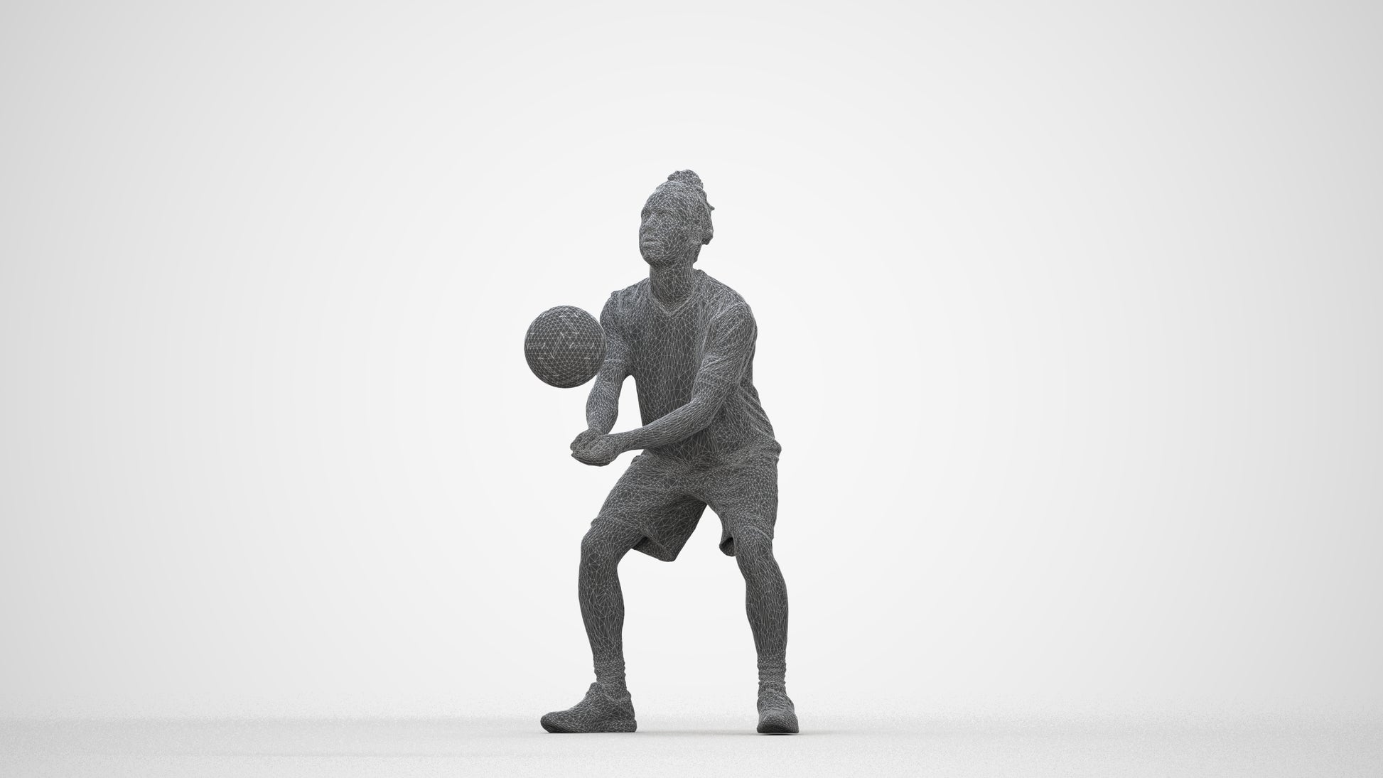 3D scanned man sport, photorealistic archviz people for Enscape and SketchUp, wireframe back view
