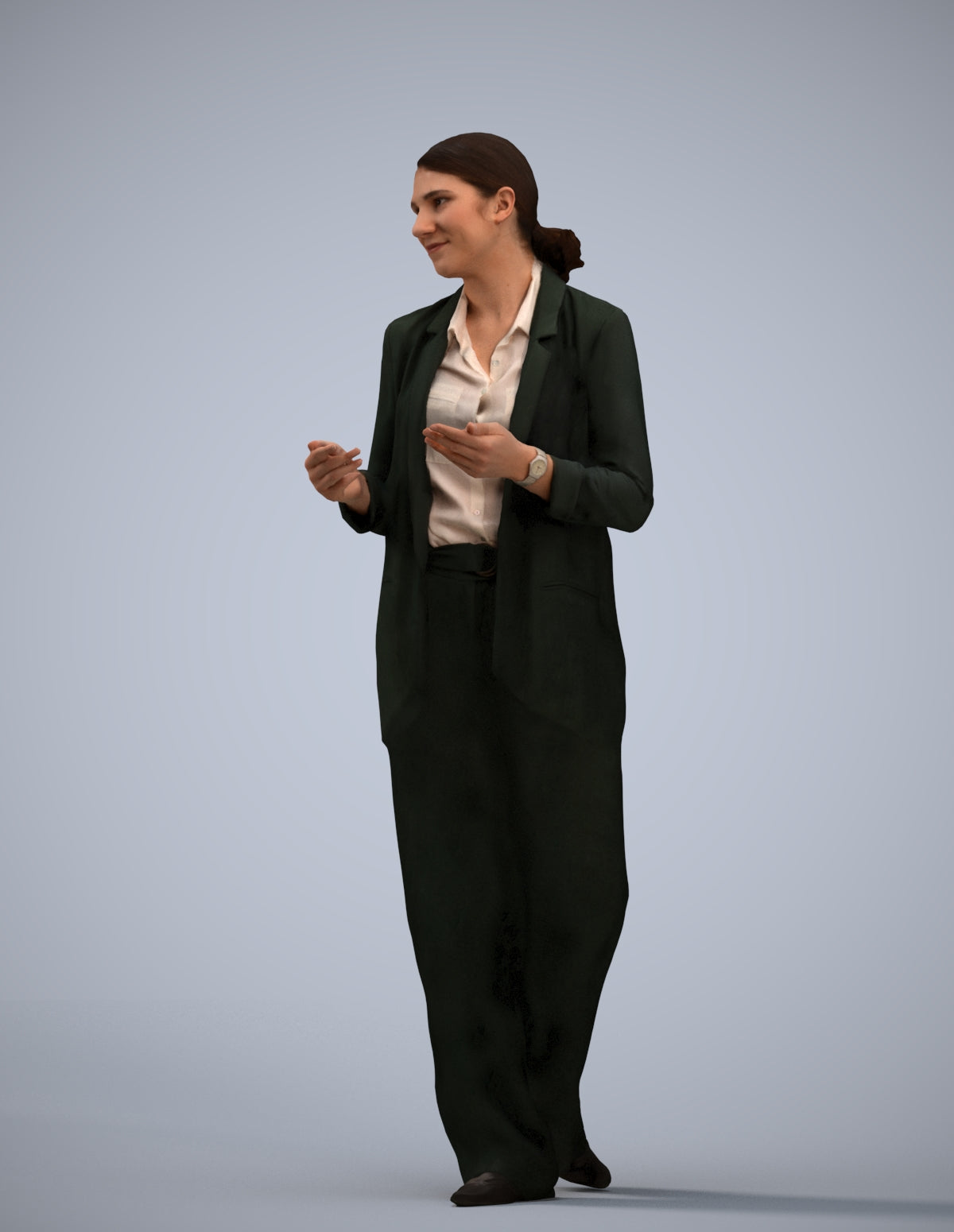 3D people model woman business walking, scanned human for 3ds Max rendering