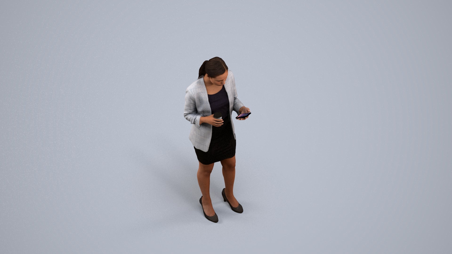 scanned 3D woman business, photogrammetry people for Enscape and V-Ray, back view render