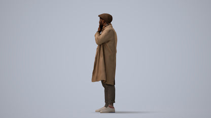 3D human model man casual standing, photogrammetry scanned person for archviz, three-quarter view render