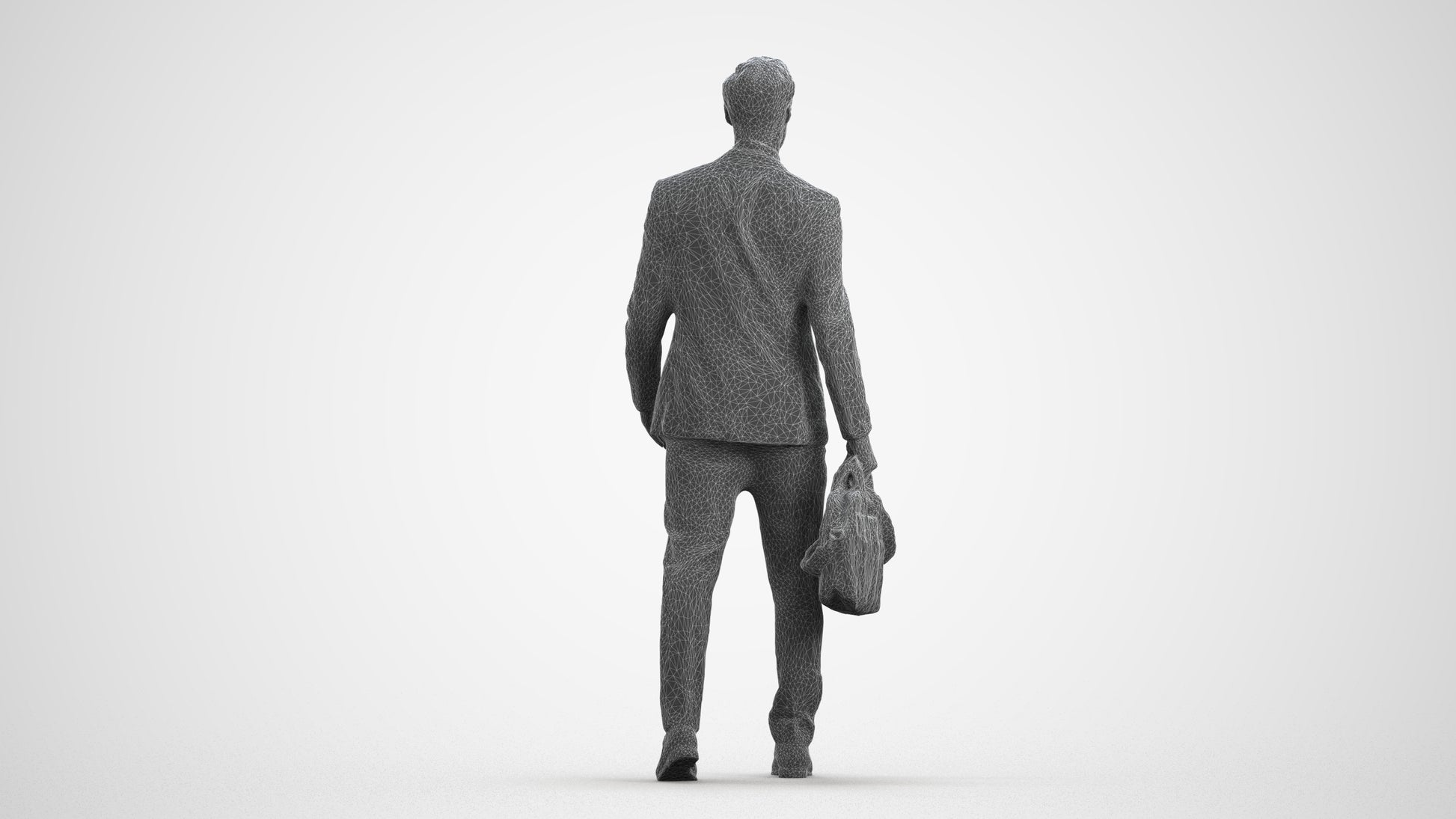 scanned 3D man formal business, photogrammetry people for Enscape and V-Ray, wireframe front view